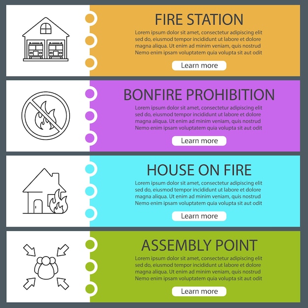 Firefighting web banner templates set