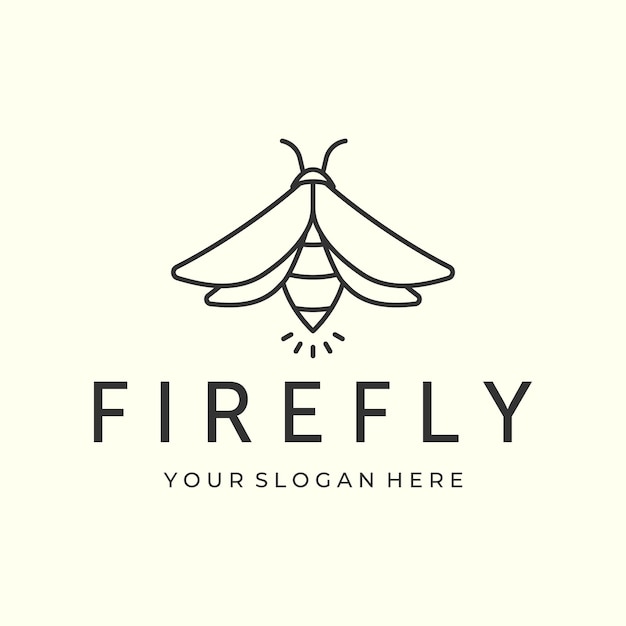 Vector firefly or insect with line art minimalist style logo vector illustration design icon template