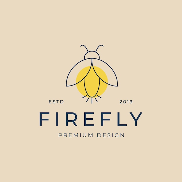 Vector firefly line art logo minimalist vector illustration design