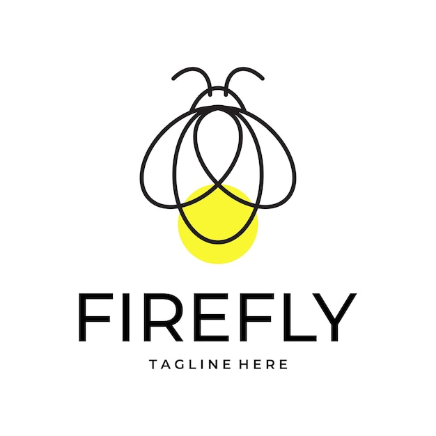 ベクトル fireflyラインアート ロゴ ベクター シンプル アイコン テンプレートデザイン