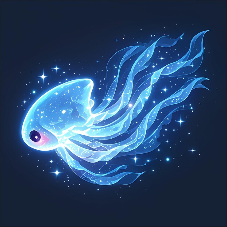 Vector firefly squid flashing bioluminescence