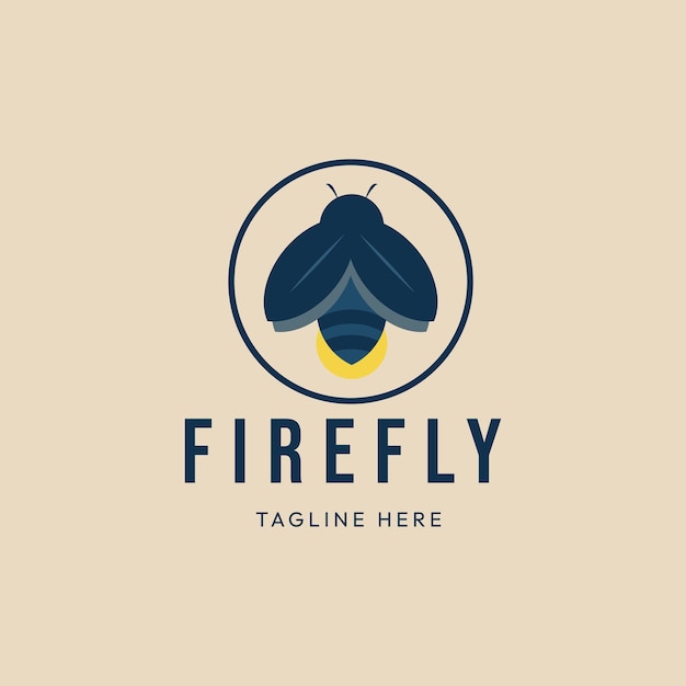 Firefly vintage logo with emblem vector illustration design