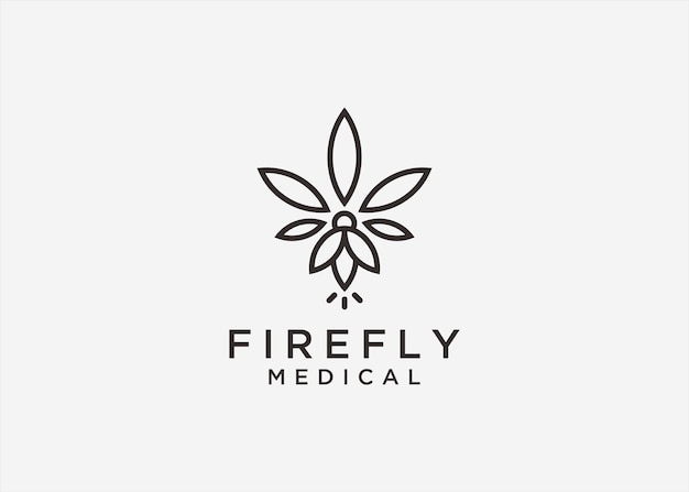 Firefly with cannabis logo design vector silhouette illustration