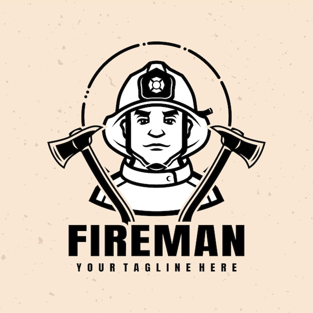 Vector fireman logo vector premium