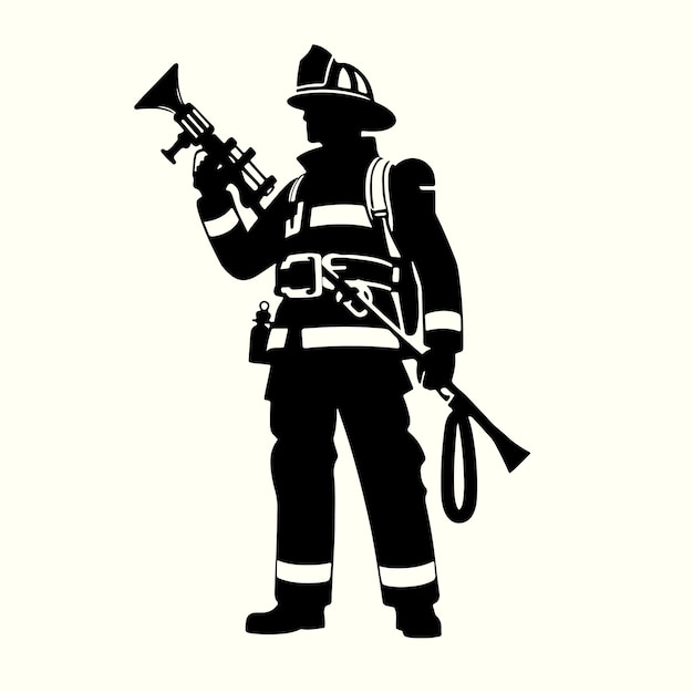 Fireman Silhouette Vector Illustration