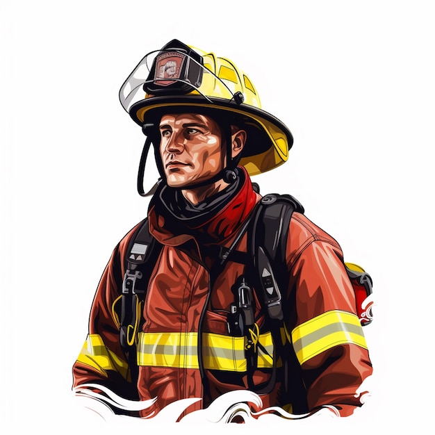 Vector fireman vector emergency safety illustration firefighter fire helmet protection rescue dep