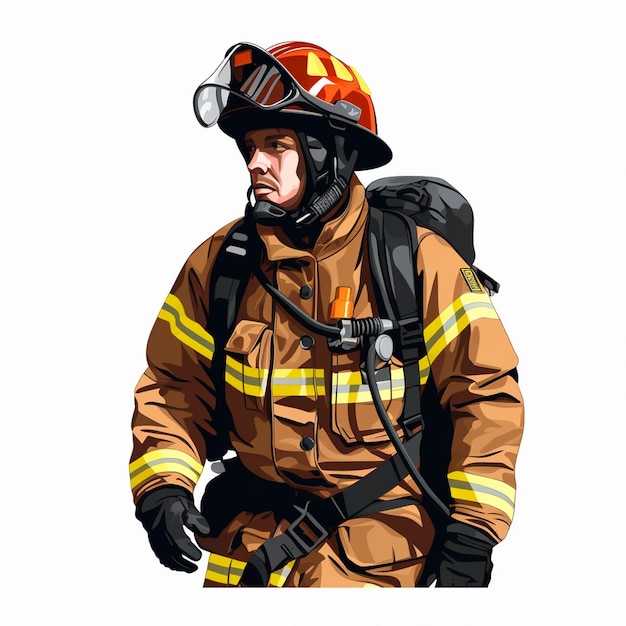 fireman vector emergency safety illustration firefighter fire helmet protection rescue dep