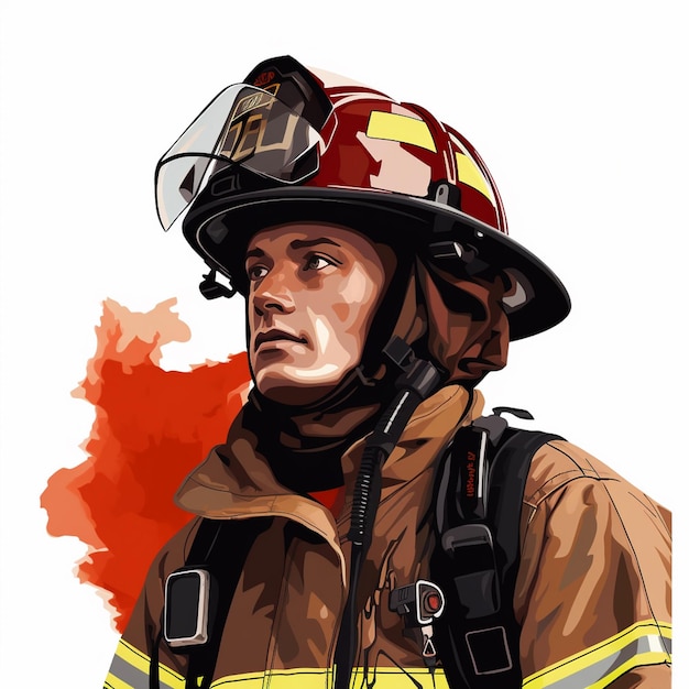 Illustrazione di sicurezza di emergenza vettoriale vigile del fuoco pompiere protezione casco antincendio reparto di salvataggio