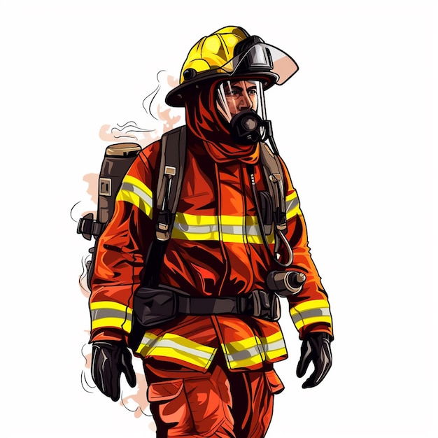 Illustrazione di sicurezza di emergenza vettoriale vigile del fuoco pompiere protezione casco antincendio reparto di salvataggio