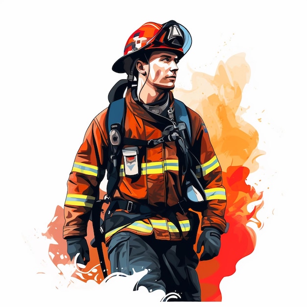 fireman vector emergency safety illustration firefighter fire helmet protection rescue dep