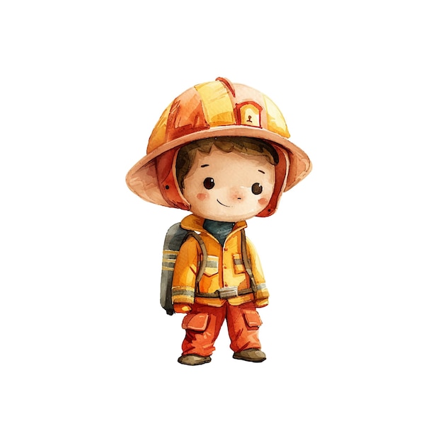 Vector fireman vector illustration in watercolour style