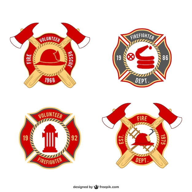 Vettore distintivi pompieri pack