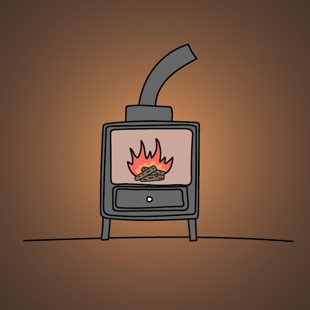 暗い部屋で燃える暖炉