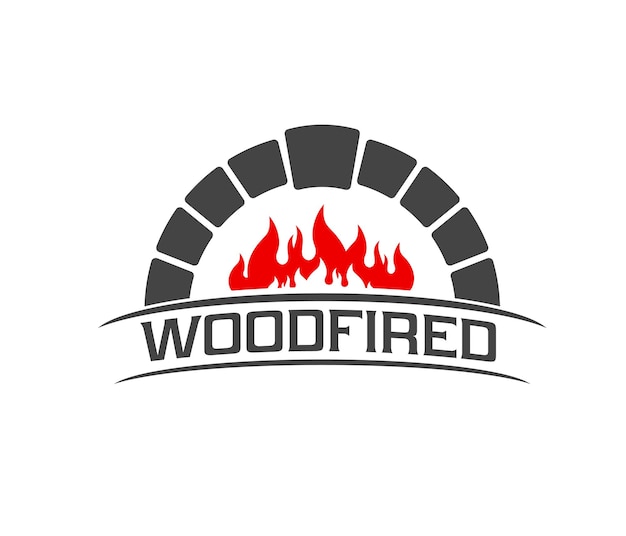 Fireplace firewood furnace oven with wood on fire