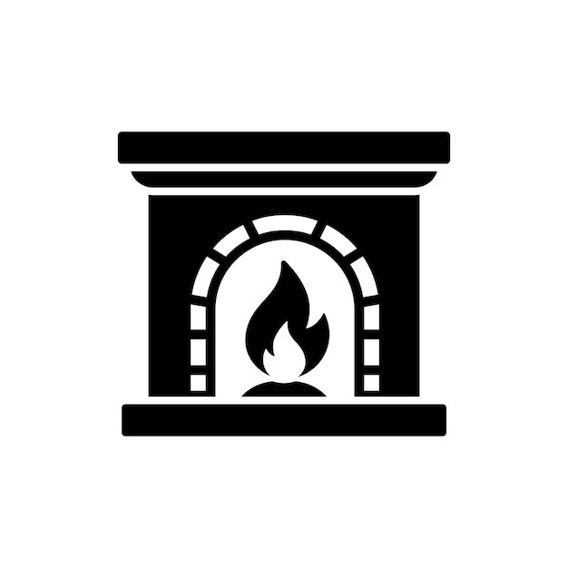 Fireplace icon Hearth vector illustration Chimney symbol Firewood icon