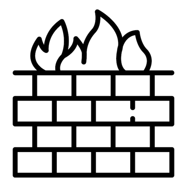 Firewall cyber icon outline vector Stop fraud Secure key