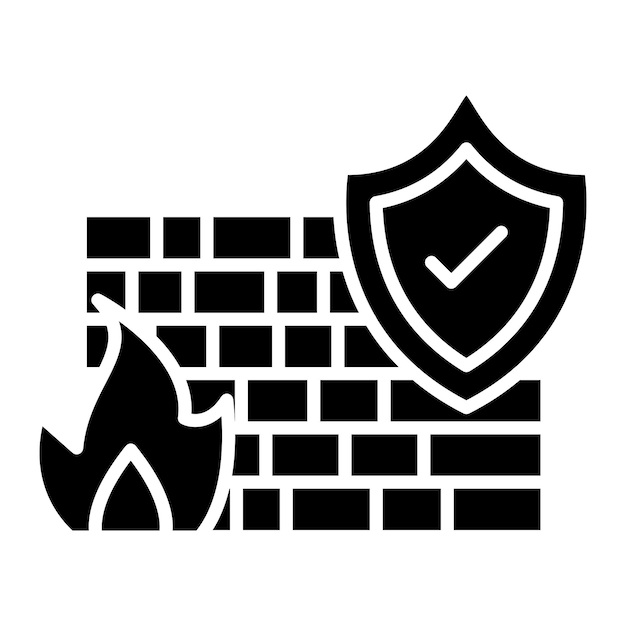 Firewall Glyph Solid Black Illustration