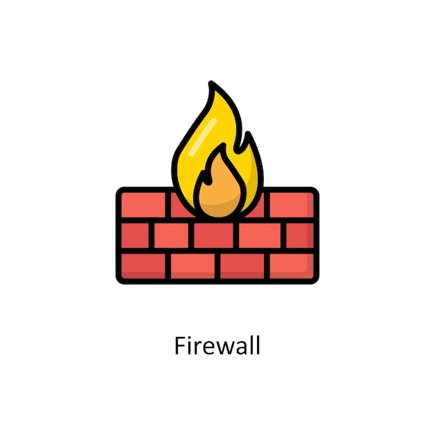 Firewall Vector Gevuld Overzicht Pictogram Ontwerp illustratie