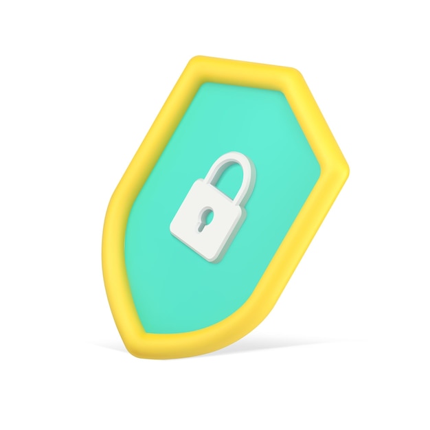 Firewall web lock on shield 3d icon Volumetric safe and protection of users personal data