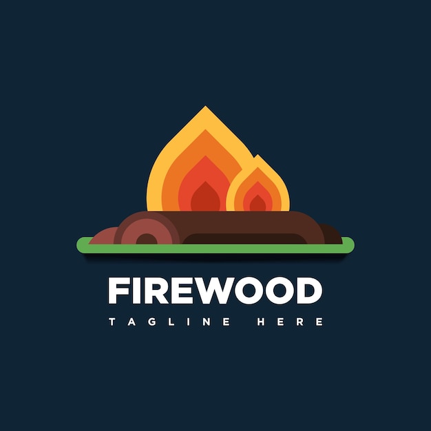 Vector firewood logo flat design template camping logo fire for nature flat design vector