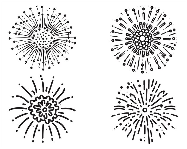 Vector firework celebration decor vector drawn by hands vector illustration on white background