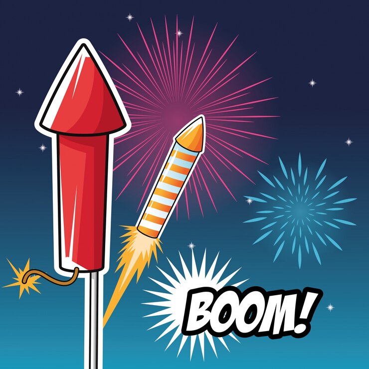 Vector firework celebration explosion night icon. 
