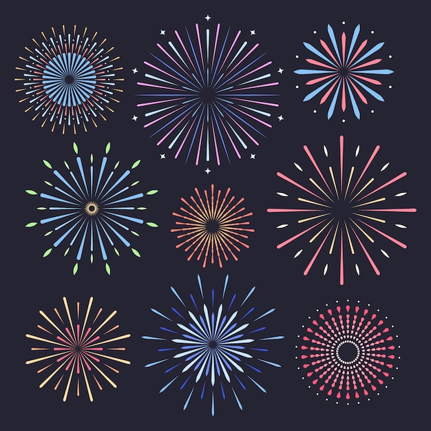 Vector firework on dark background