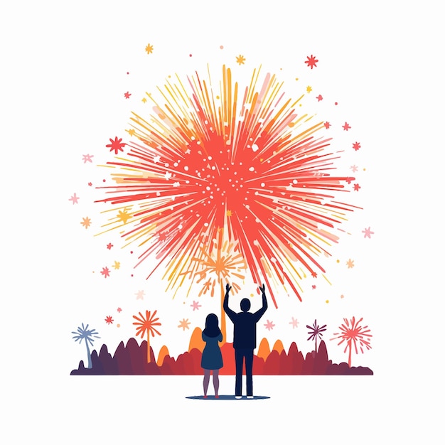 Vector firework_flat_illustration_vector