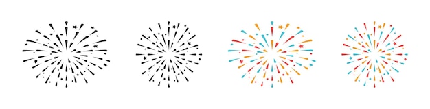 Firework icon set Black and colorful Vector EPS 10