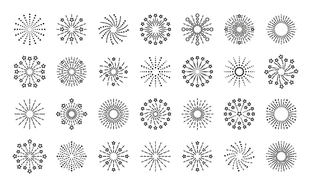 Firework icons for sparkle explosion illustration