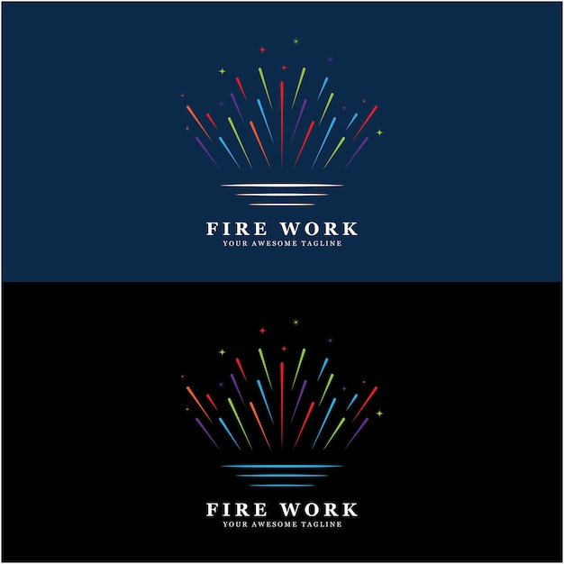 Vector firework logo vector icon illustration design logo for business brand celebration fireworks stars