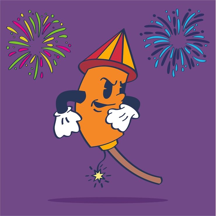 Vector firework ready to fly with strong expression hand drawing
