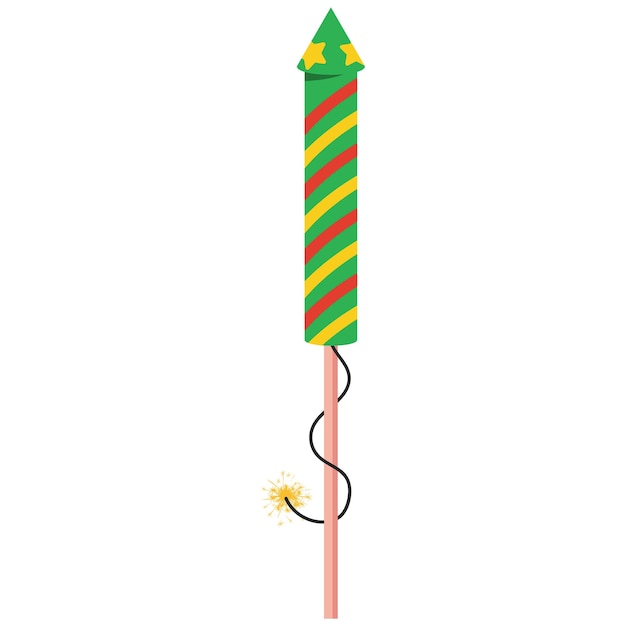 Vector firework rocket vector cartoon illustration isolated on a white background
