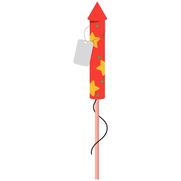 Firework rocket with empty tag vector cartoon illustration isolated on a white background