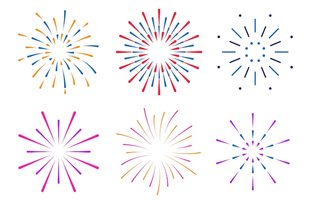 Vector firework set design element for holidays celebration party anniversary colorful modern explosion