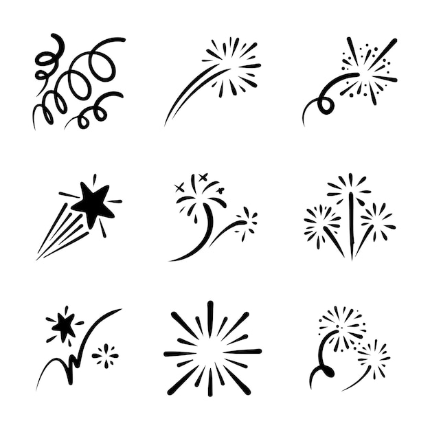 Vector firework starburst hand drawn vector illustration