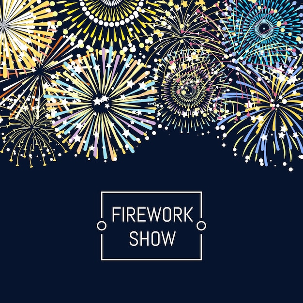 Vector fireworks background illustration with place for text