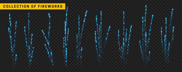 Fireworks in blue color isolated. Pyrotechnic firework light effect. vector illustration