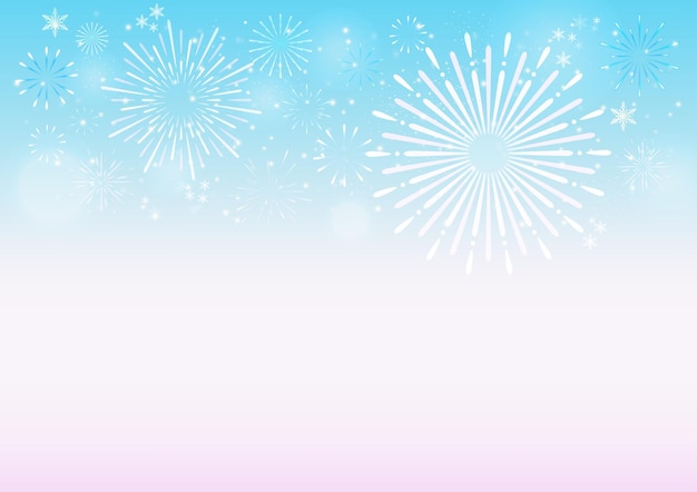 Fireworks on blue and pink background Vector illustration