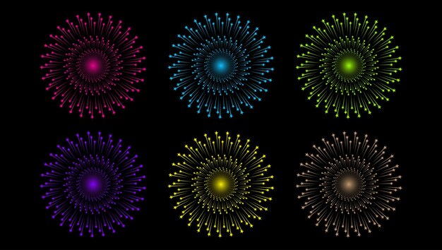 照明デザインのベクトルとイラストを作成するための花火のお祝いのデザイン要素 7