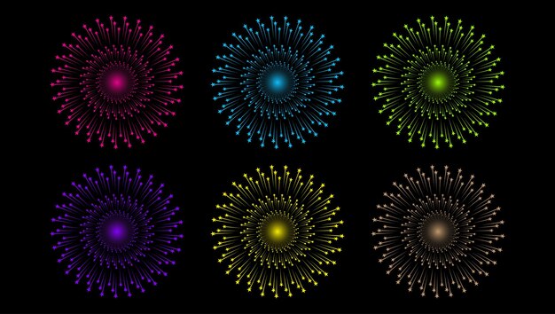 Elementi di progettazione della celebrazione dei fuochi d'artificio per realizzare vettori e illustrazioni di progetti di illuminazione 7