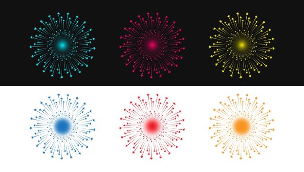 조명 디자인 벡터 및 일러스트레이션을 만들기 위한 Fireworks Celebration Design Elements