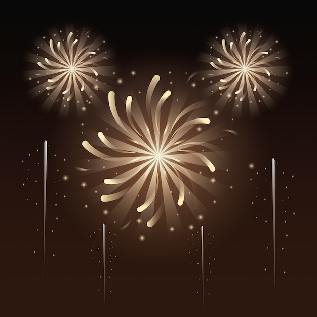 Fuochi d'artificio e illustrazione di celebrazione