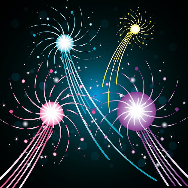 Vector fireworks celebration scene background