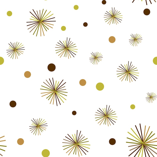 Fireworks and Dots Seamless Pattern in Golden Color Christmas