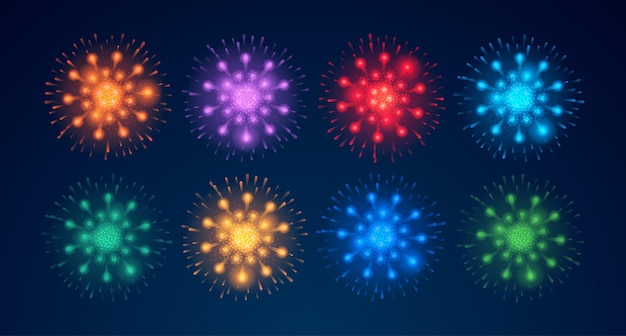 Fuochi d'artificio e petardi che esplodono insieme vacanza