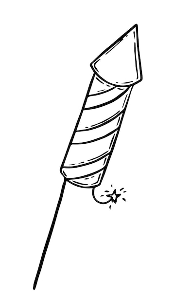 Фейерверк фейерверк с горящим фитилем ракета каракули линейный