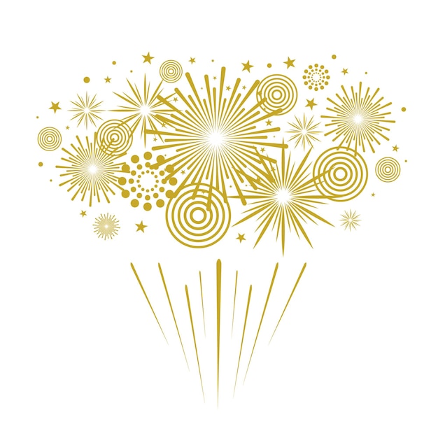 Fireworks illustration isolated on white background. Vector festive background.