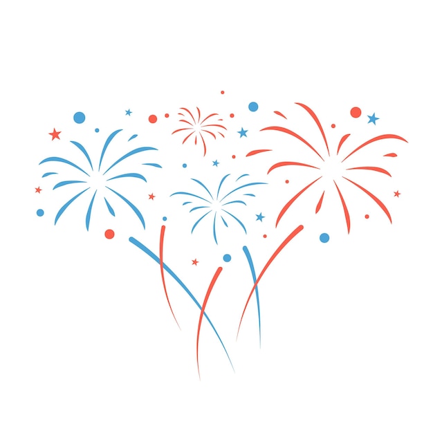 Vector fireworks illustration isolated on white background. vector festive background