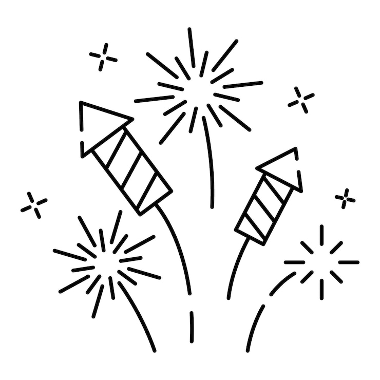Vector fireworks line icon outline vector sign linear pictogram isolated on white logo illustration new year christmas and celebration carnival happy new year